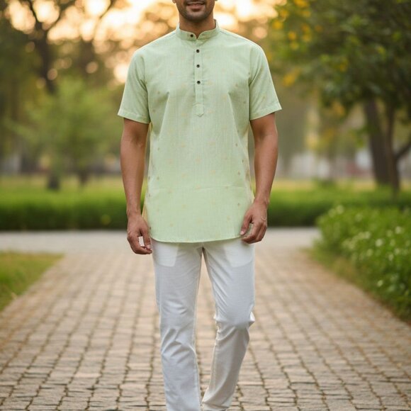 MEN'S HALF SLEEVES KURTA - Picture 4 of 7